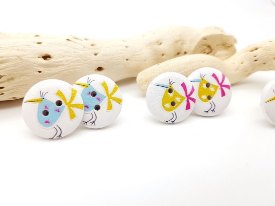 Preview: verrückte Vögel Knopf Ohrstecker